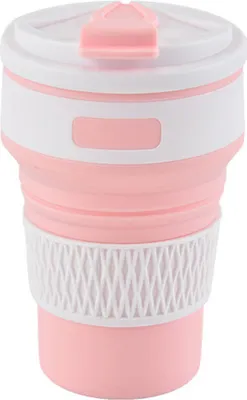 Obrázek produktu pro 350ml růžový skládací silikonový šálek na kávu, opakovaně použitelný skládací šálek, termohrnek nepropustný
