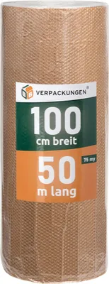 Produktbild von 1 x Luftpolsterfolie (1,0 x 50 m) 3-lagig 75 my Papierkaschiert Schutzfolie Noppen Versandfolie Polster Verpacken Knallfolie Transport BB-Verpackungen