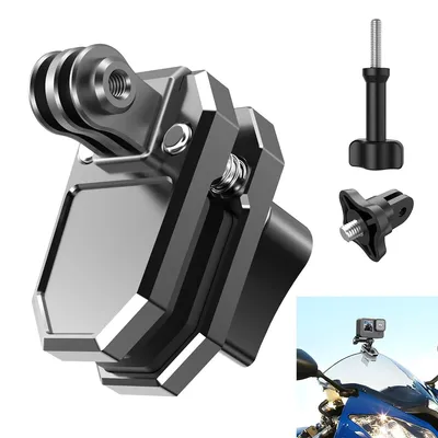 Produktbild von Kamerahalterung, Windschutzscheibenhalterung (Motorrad), Klemmung 0,01–0,7cm, 1/4"-Gewinde+T-Typ-Adapter, kompatibel mit Action-Kameras, Zubehör