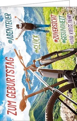 Produktbild von Geburtstag – E-Bike am Gipfel – "Zum Geburtstag..." Karte mit Briefums