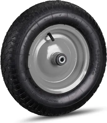Obrázok produktu pre 4 ks kolies na tragač 4.80 4.00-8, pneumatické, oceľový ráfik, 3 adaptéry, náhradné kolesá na tragač, max. 120 kg, čierno-sivé