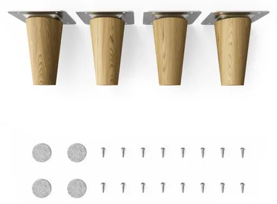 Produktbild von 4x sossai Holzfüße rund - gerade Ausführung 8cm Eiche