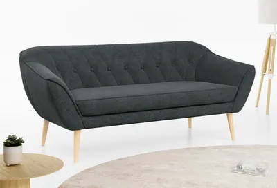 Produktbild von Sofa, Skandinavischer Stil, Holzbeine - PIRS - 3 Sitzer - Dunkelgrau - Struktur