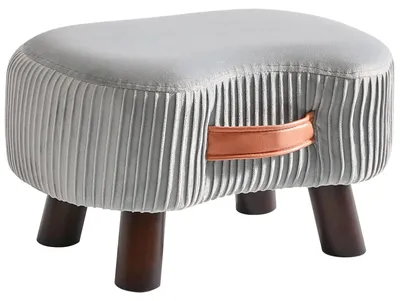 Produktbild von Holzfußhocker mit weichem Kissen und Griff für Wohnzimmer und Schlafzimmer