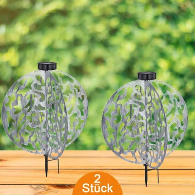 Produktbild von Solarleuchte Garten 2er Set Scheibe 40cm Solarlampe Außen Außenleuchte Solar