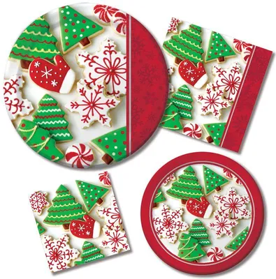 Produktbild von 8 Papp Teller mit Weihnachtsplätzchen Motiv 23cm