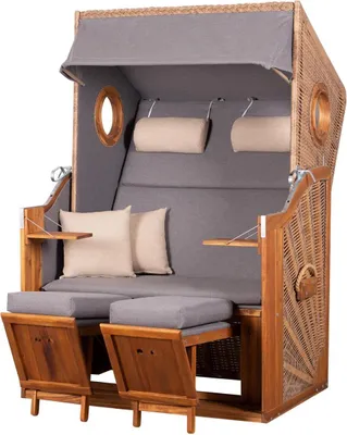 Produktbild von deVries Strandkorb Trend 45 - PE walnut - Dessin 751 - inkl. Schutzhülle