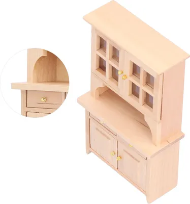 Immagine prodotto di armadio per casa delle bambole in legno 1:12, mobili da cucina in miniatura simulati, accessori per la decorazione, colore legno
