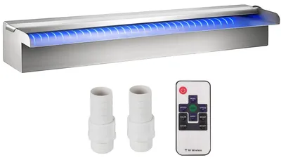 Produktbild von VEVOR Vevor Wasserfall Poolbrunnen Rechteckig & LED-Streifenlicht 60 x 11,5 x 8 cm/23,6" X 4,5" X 3,1", Edelstahl-23.6 Zoll