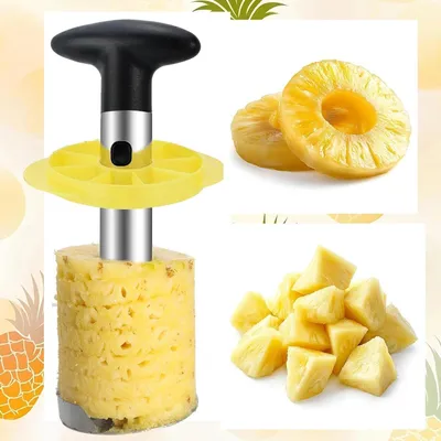 Produktbild von Ananasschneider 3 in 1 aus Edelstahl, spülmaschinengeeignet, Ananas Schäler und Entkerner für die Küche