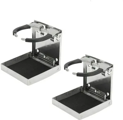 Produktbild von 2X Getränkehalter Edelstahl Becherhalter Klappbar Verstellbarer Cupholder Halter Für Marine/Boot/Wohnwagen/Auto