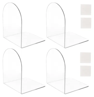 Produktbild von Omgoods – Set aus 4 transparenten Acryl-Bücherstützen mit rutschfestem Boden