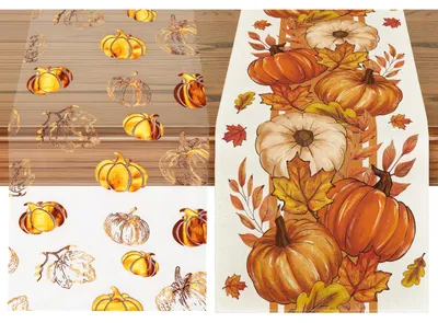 Herbst-Tafelloper 2er-Set, 33x183 cm & 28x275 cm, Polyester