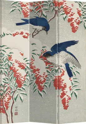 Image de Fine Asianliving Paravent Séparation de pièce Mur espagnol Room Divider Séparateur de pièce Protection visuelle Japonais Oriental Chinois L120xH180cm Toile imprimée double face Asiatique