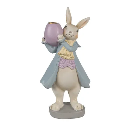 Produktbild von Clayre & Eef Figur Kaninchen 10x8x20 cm Beige Blau Polyresin