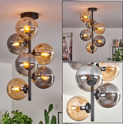 Produktbild von Isorella Deckenlampe aus Metall/Glas in Schwarz/Rauchfarben/Bernsteifarbenn