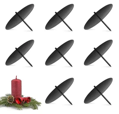 Image de 8 supports pour bougies, couronne de l'Avent, métal noir, 8 cm, supports pour bougies pour Noël