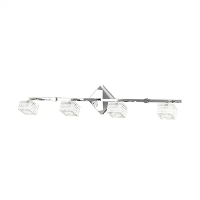 Zdjęcie produktu dla Kinkiet Toplight Metropolitan 4-punktowy z gniazdem G9, chromowaną ramą i szkłem hartowanym, nowoczesny design 80x10x18cm