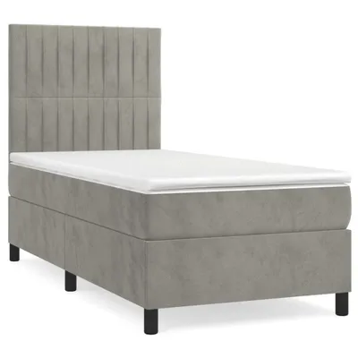 Obrázek produktu pro vidaXL Postel Boxspring s matrací Light Grey 100x200 cm Velvet