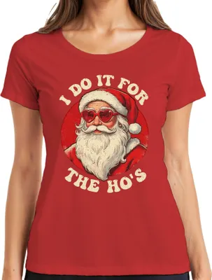 Produktbild von I Do It For The Ho's Weihnachtsmann Herzbrille Weihnachten Damen T-Shirt, Rot, M