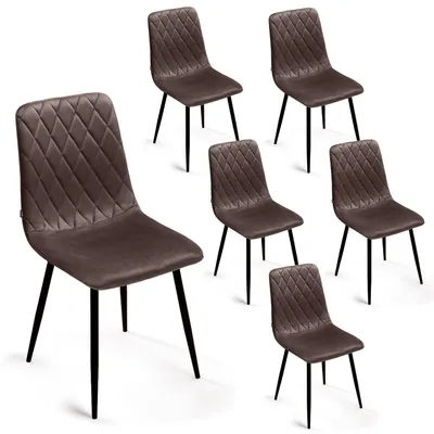 Produktbild von Lina® Elisia Esszimmerstuhl im modernen Design - Samt - Bequemer Stuhl für Ihr Esszimmer, hochwertiger Stoff, ergonomische Form - 6er Set - Braun