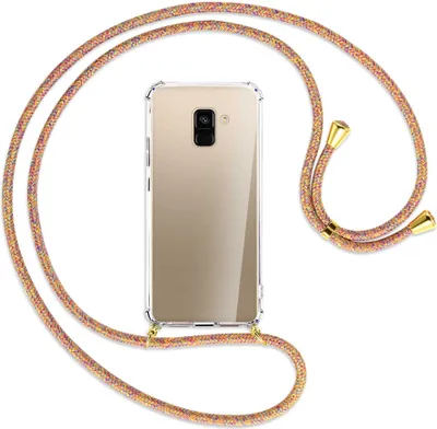 Produktbild von Handykette Backcover-Schutzhülle mit Band (Metall goldfarben) für Samsung Galaxy A8 2018 - Rainbow