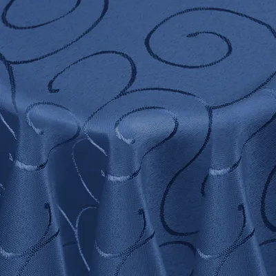 Produktbild von DecoHomeTextil Kringel Circle Tafeldecke Ornamente Damast Tischdecke Dunkelblau Oval 160 x 220 cm