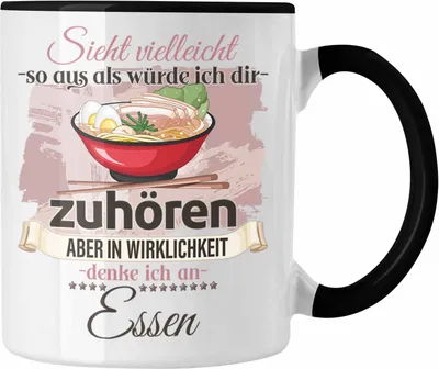 Produktbild von Trendation - Essen Geschenk Tasse Essen Liebhaber Geschenkidee Lustiger Spruch (Schwarz)