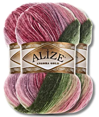 Produktbild von Alize 3x 100g Angora Gold Batik Wolle mit Farbverlauf, Häkeln, Stricken (2527)