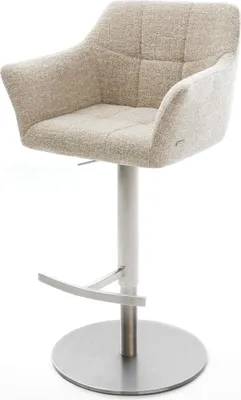 Produktbild von DELIFE Barstuhl Yulo-Flex Webstoff Soft Beige Drehfuß höhenverstellbar Edelstahl Silberfarben