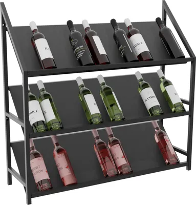 Obrázok produktu pre MetaloPro Regál Na Víno Bordeaux – Čierny Kovový Regál Na 36 Fliaš Vína, Moderný Dizajn, Ideálny Do Kuchyne, Pivnice Alebo Baru – 95×100×30cm
