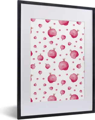 Produktbild von MuchoWow® Gerahmtes Poster Granatapfel - Obst - Aquarellfarbe 30x40 cm - Poster mit Schwarzem Bilderrahmen Wandposter Rahmen Foto Bilder - Wandposter Schlafzimmer