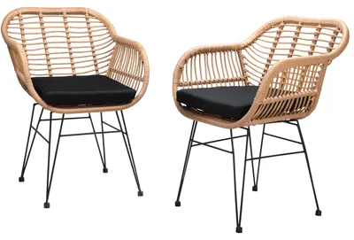 Produktbild von CASARIA® Gartenstühle 2er Set Polyrattan inkl. Auflage Armlehne Metall Wetterfest Verstellbar Outdoor Modern Garten Terrasse Balkon Gartensessel Stuhl