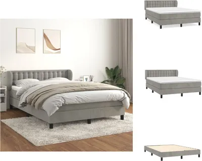 Produktbild von vidaXL Boxspringbett mit Matratze Hellgrau 140x200 cm Samt - Betten & Bettgestelle