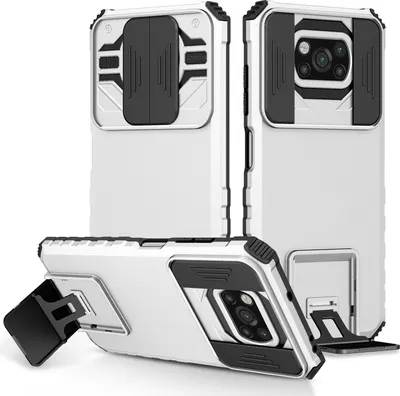 Image de Etui pour Xiaomi Poco X3 NFC / X3 Pro étui de protection militaire double couche avec béquille et protection coulissante de l'appareil photo Blanc