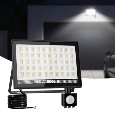LED-Strahler 100 W mit Bewegungsmelder, 11000 lm, kaltweiß, IP66