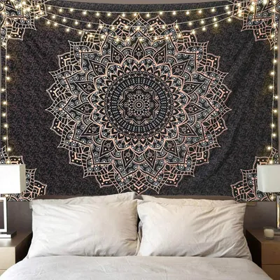 Produktbild von Böhmischer Mandala-Wandteppich, Hippie-Wandteppich, Psychedelischer Pfau, Boho-Wandteppich, Wandbehang Für Schlafzimmer (150 cm x 130 cm,Farbe 5)