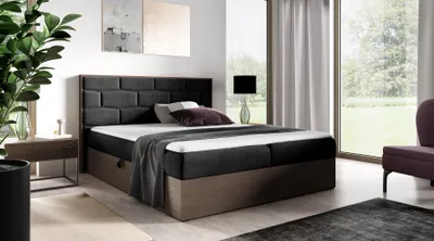 Produktbild von Kontinentales Bett 120x200 CHANTELLE 9 - dunkle Eiche / Graphit + GRATIS Matratzenauflage
