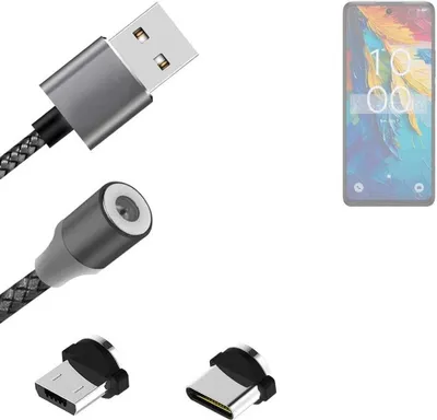Produktbild von K-S-Trade Hochwertiges Magnet-Lade-kabel Sync-Kabel Daten-Kabel kompatibel mit TCL 50 NXTPAPER 5G mit USB-Typ-C-Anschluss und Micro-USB-Anschluss 2A