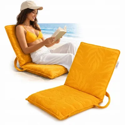Produktbild von Klappbare Oxford Strandliege Orange – Tragbar Gartenliege, leichte Campingliege