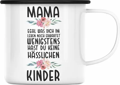 Produktbild von Trendation - Mutter Emaille Tasse Hässliche Kinder Muttertag Geschenk Mama von Kinder Spruch Geburtstag Mami (Schwarz)