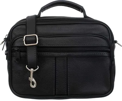 Immagine prodotto di Borsa da uomo Kaletnik Obrok in pelle di vacchetta – 3 scomparti principali, 2 cerniere, tracolla, comoda maniglia – Nero