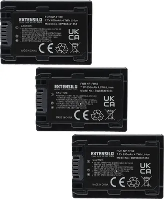 Produktbild von EXTENSILO 3x Akku kompatibel mit Sony HDR-XR520VE, HXR-MC1P Kamera (650 mAh, 7,2 V, Li-Ion)