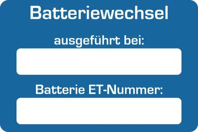 Zdjęcie produktu dla EICHNER 9220-00064 EICHNER Aufkleber Batteriewechsel ausgeführt bei, blau/weiß, 250 St.