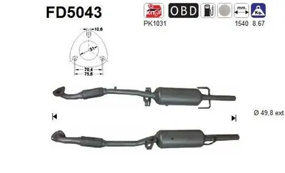 Produktbild von AS FD5043 Dieselpartikelfilter Rußpartikelfilter DPF für OPEL Corsa D Schrägheck (S07) Abgasanlage Diesel