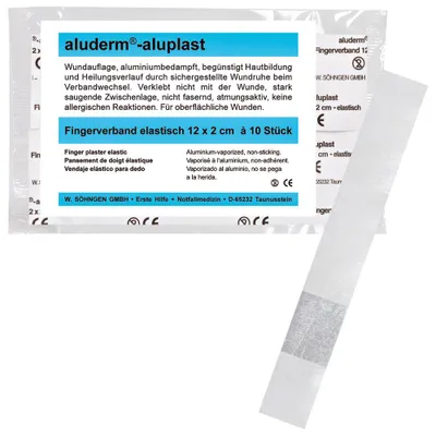 Produktbild von SÖHNGEN 1009163 aluderm®-aluplast Fingerverband - elastisch, 12 x 2 cm, 10 Stück