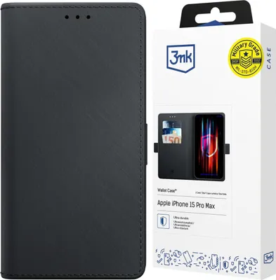 Image de Étui portefeuille 3MK pour iPhone 15 Pro Max - Noir