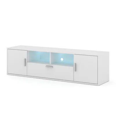 Image de Meuble TV BLANCA, 150 cm, blanc mat, avec éclairage LED RGB