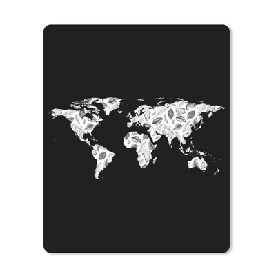 Produktbild von MuchoWow® Mauspad Mousepad Weltkarte - Pflanzen - Schwarz 19x23 cm - Mousepads - Maus Mat - Pad - Mausunterlage - Mauspads - Spielen