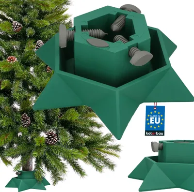 Produktbild von KOTARBAU® Weihnachtsbaumständer mit Wassertank Christbaumständer für Baumhöhe bis 2 m Tannenbaumständer Kunststoff Sternförmig Grün